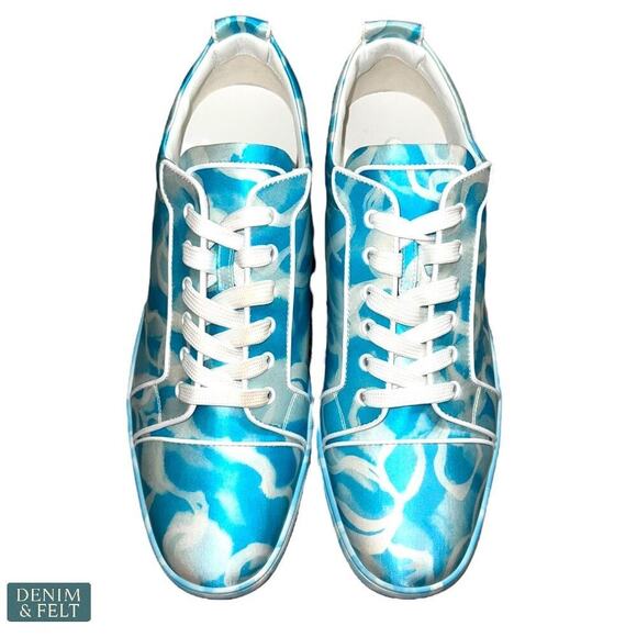 Christian‎ Louboutin Louis Junior Swirls Low Sneakers Blue White Men’s 46 NEW main image 9